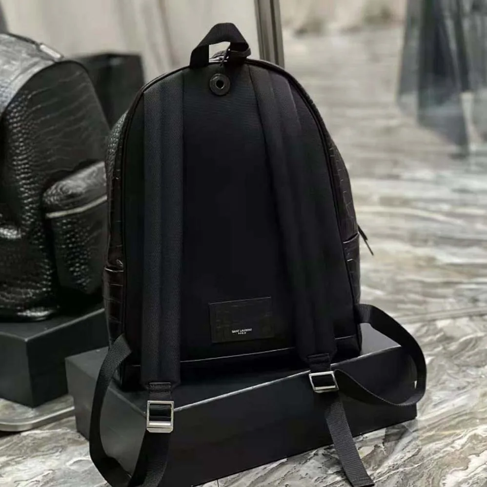 Saint Laurent YSL City Backpack in Crocodile for Women in Embossed Leather Saint Laurent YSL City Backpack in Crocodile for Women in Embossed Leather