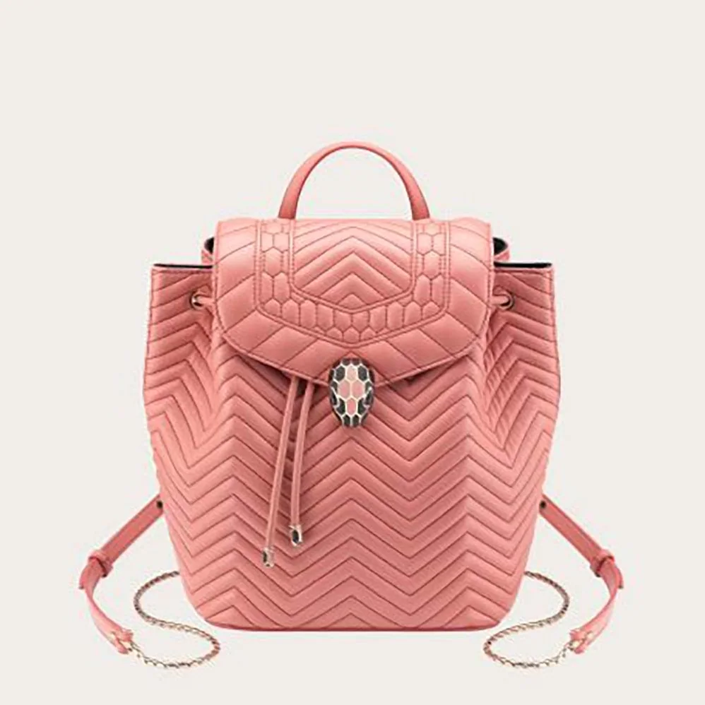 Bvlgari Serpenti Hypnotic Medium Backpack in Quilted Nappa Leather for Women in Pink