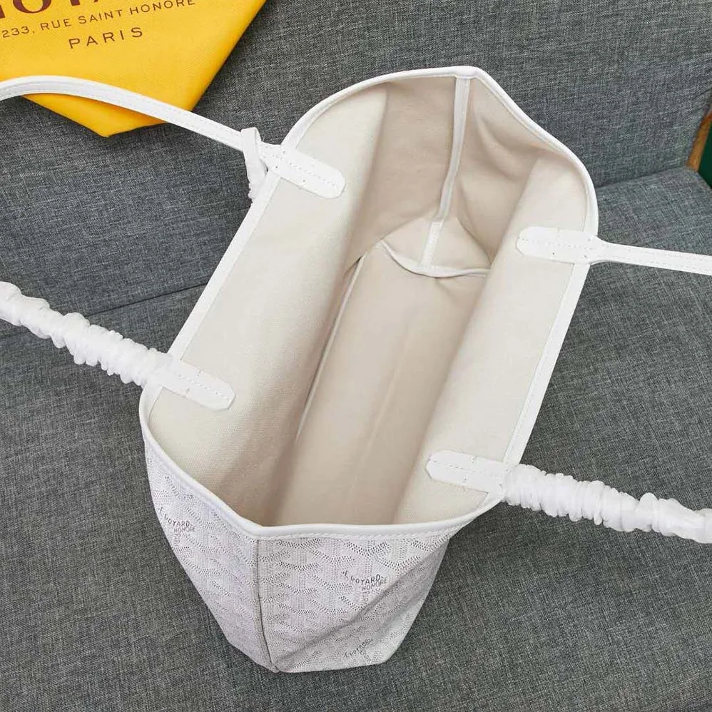 Goyard Sac Artois MM in Goyardine Canvas & Chevroches Calfskin for Women in White Goyard Sac Artois MM in Goyardine Canvas & Chevroches Calfskin for Women in White