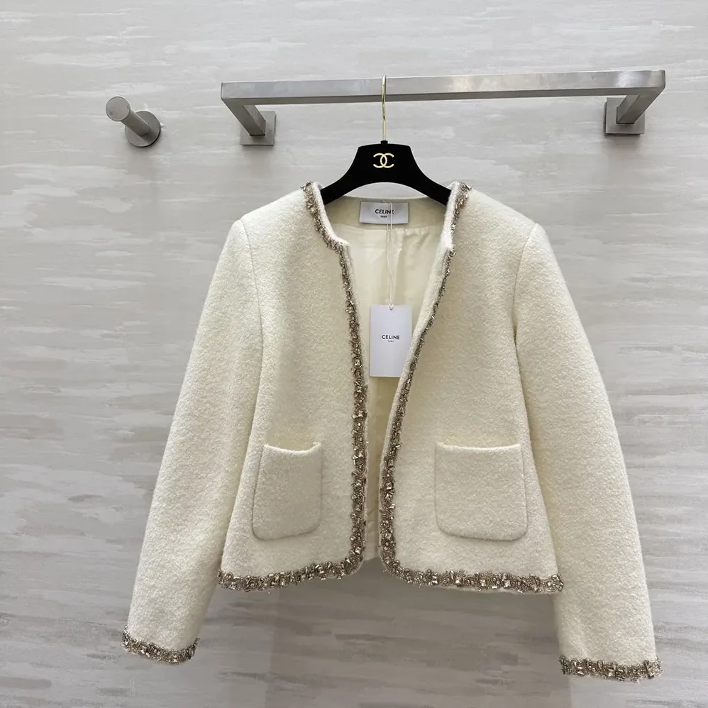 Celine Embroidered Chelsea Jacket in Silk Natté for Women
