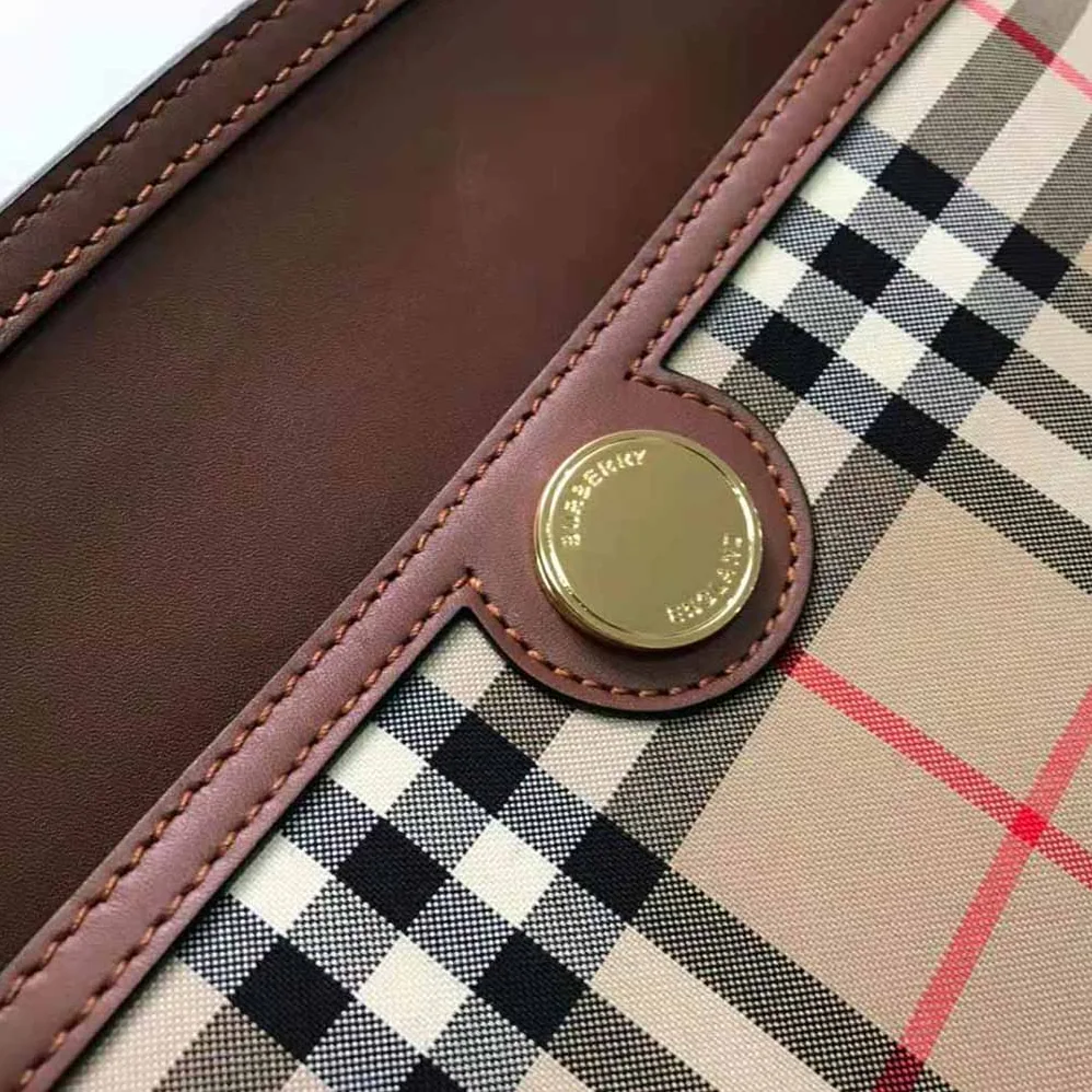 Burberry Vintage Check and Leather Society Top Handle Bag for Women Burberry Vintage Check and Leather Society Top Handle Bag for Women
