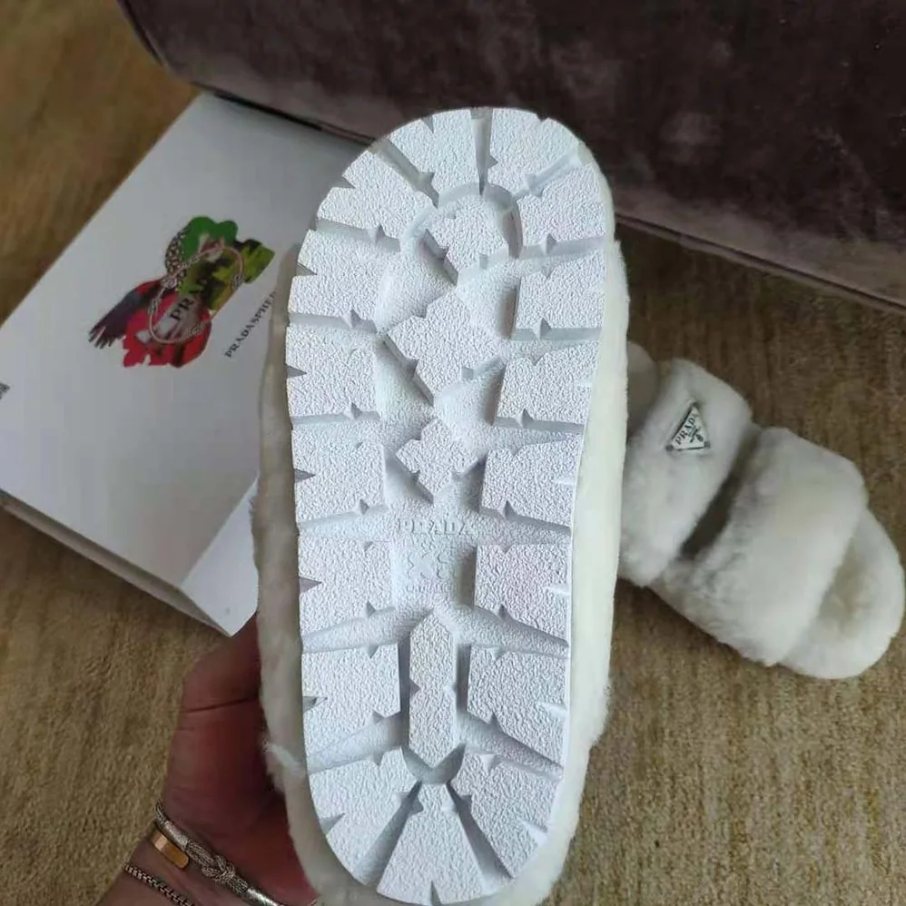 Prada Movement and Comfort Come Together Shearling Sandals for Women