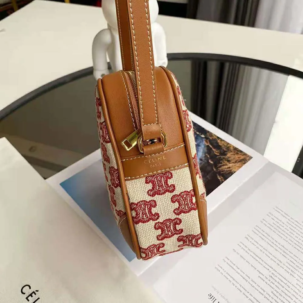 Celine Camera Bag in Textile with Triomphe Embroidery for Women