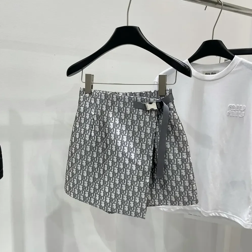 Dior Skort Gray Technical Taffeta Jacquard for Women Dior Skort Gray Technical Taffeta Jacquard for Women