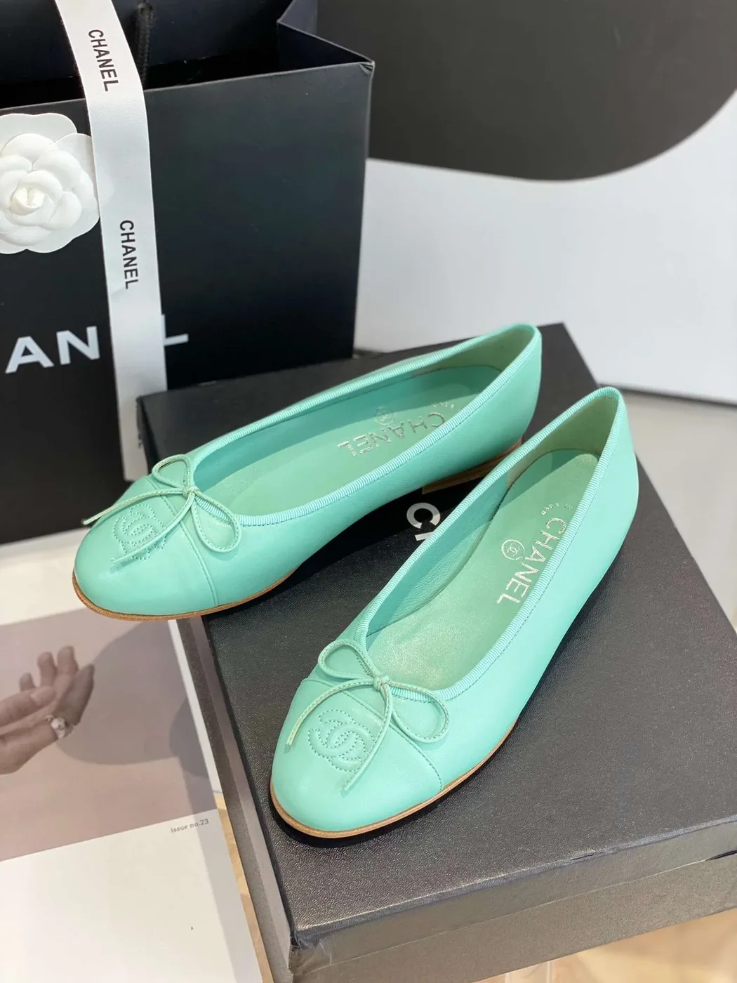 Chanel Ballet Flats Jade Green