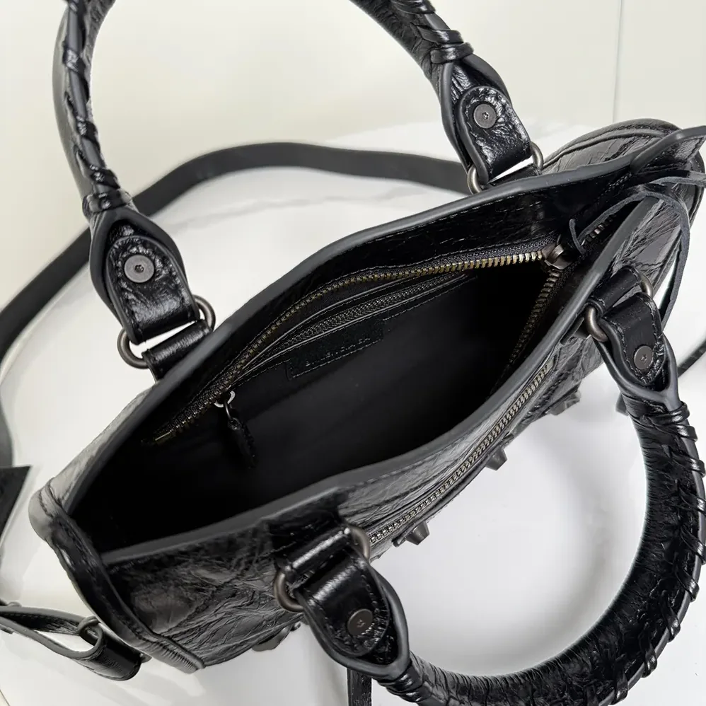 Balenciaga Le City Bag Mini in Black Arena Lambskin Brass Hardware for Women