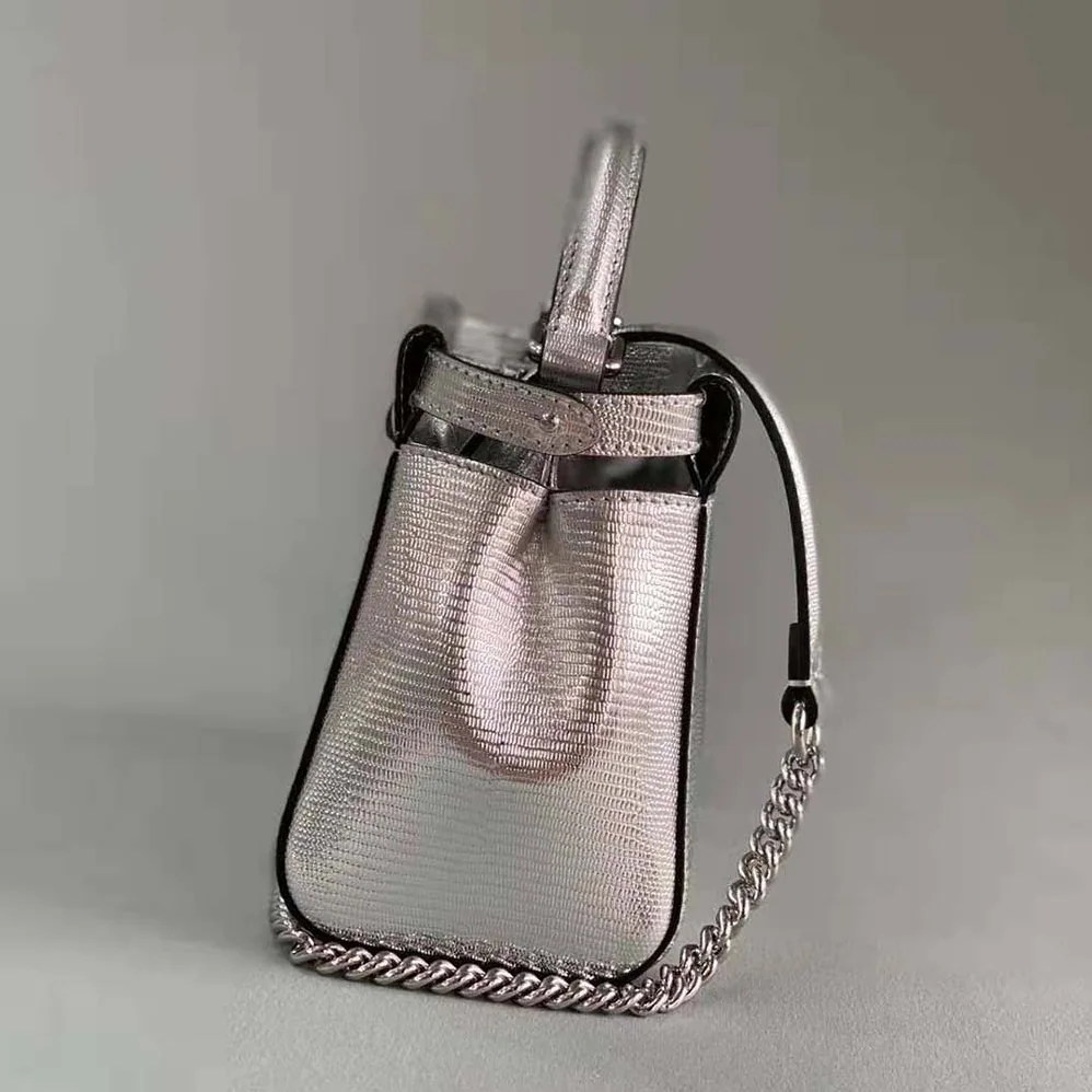 Fendi Peekaboo Iconic XS Mini for Women in Bag in Silver Lizard