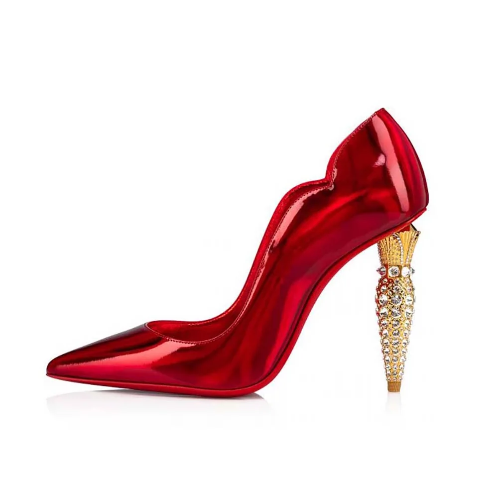 Christian Louboutin Lipstrass Pump 100 mm Heel Height for Women in Red Christian Louboutin Lipstrass Pump 100 mm Heel Height for Women in Red