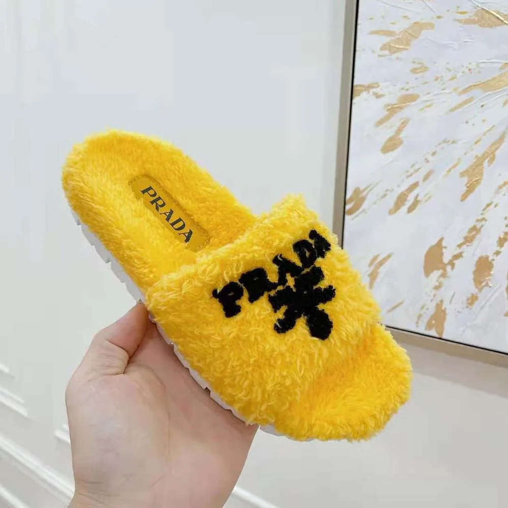 Prada Terry Cloth Slides for Women in Yellow