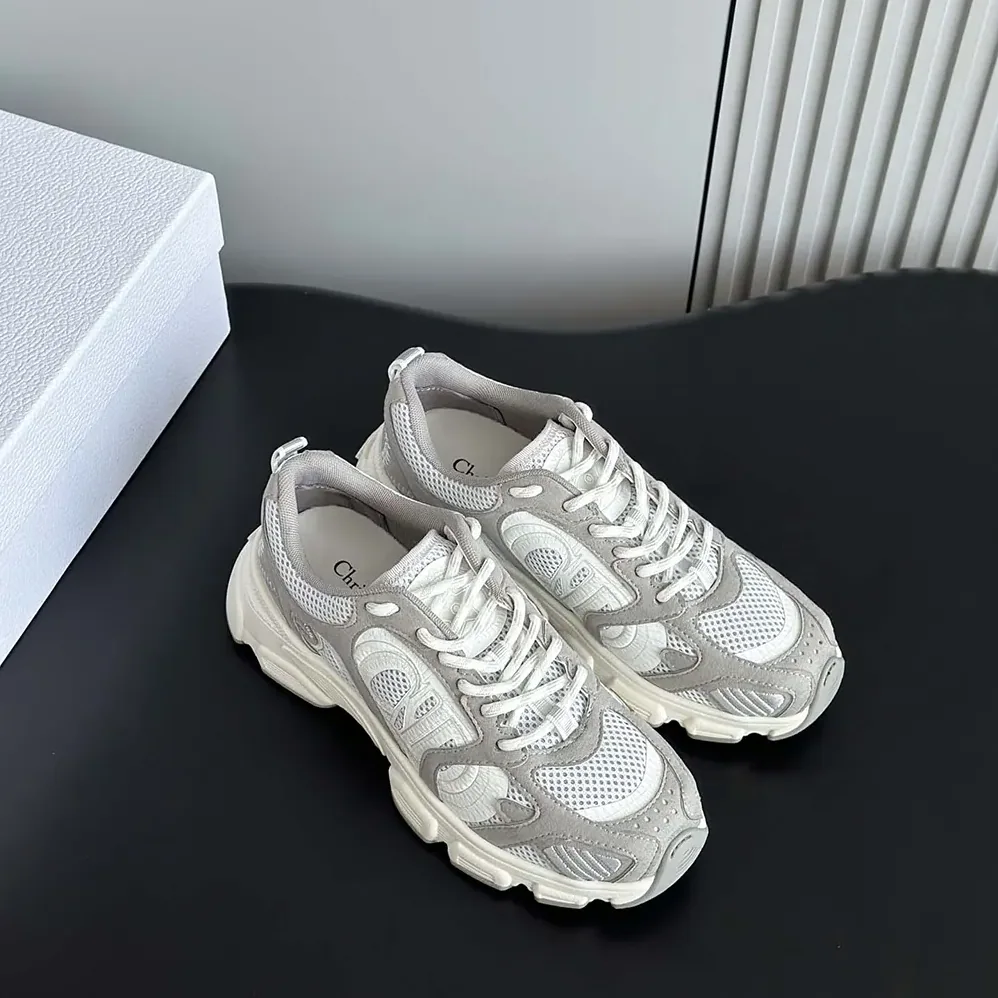 Dior Chrono Sneaker Gray Mesh and Suede Calfskin for Unisex
