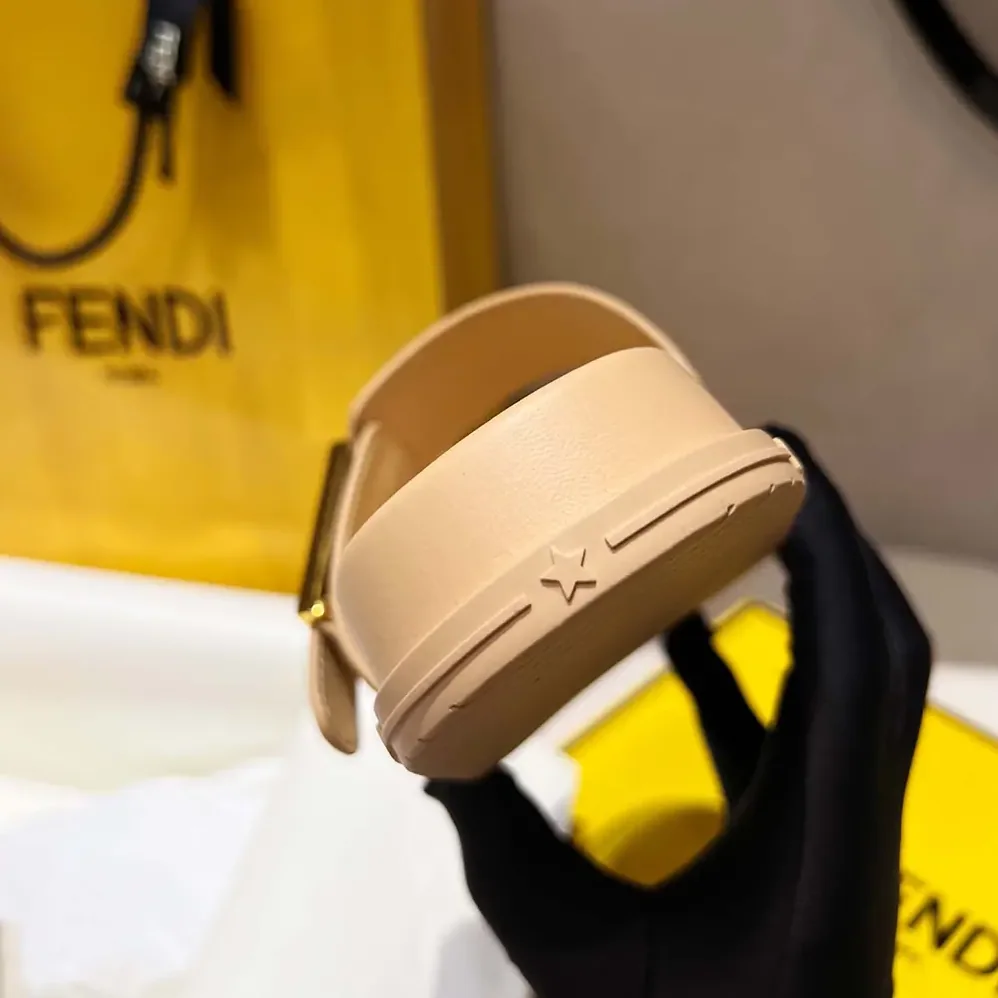 Fendi Feel Mesh Slides with Raffia FF Embroidery for Women