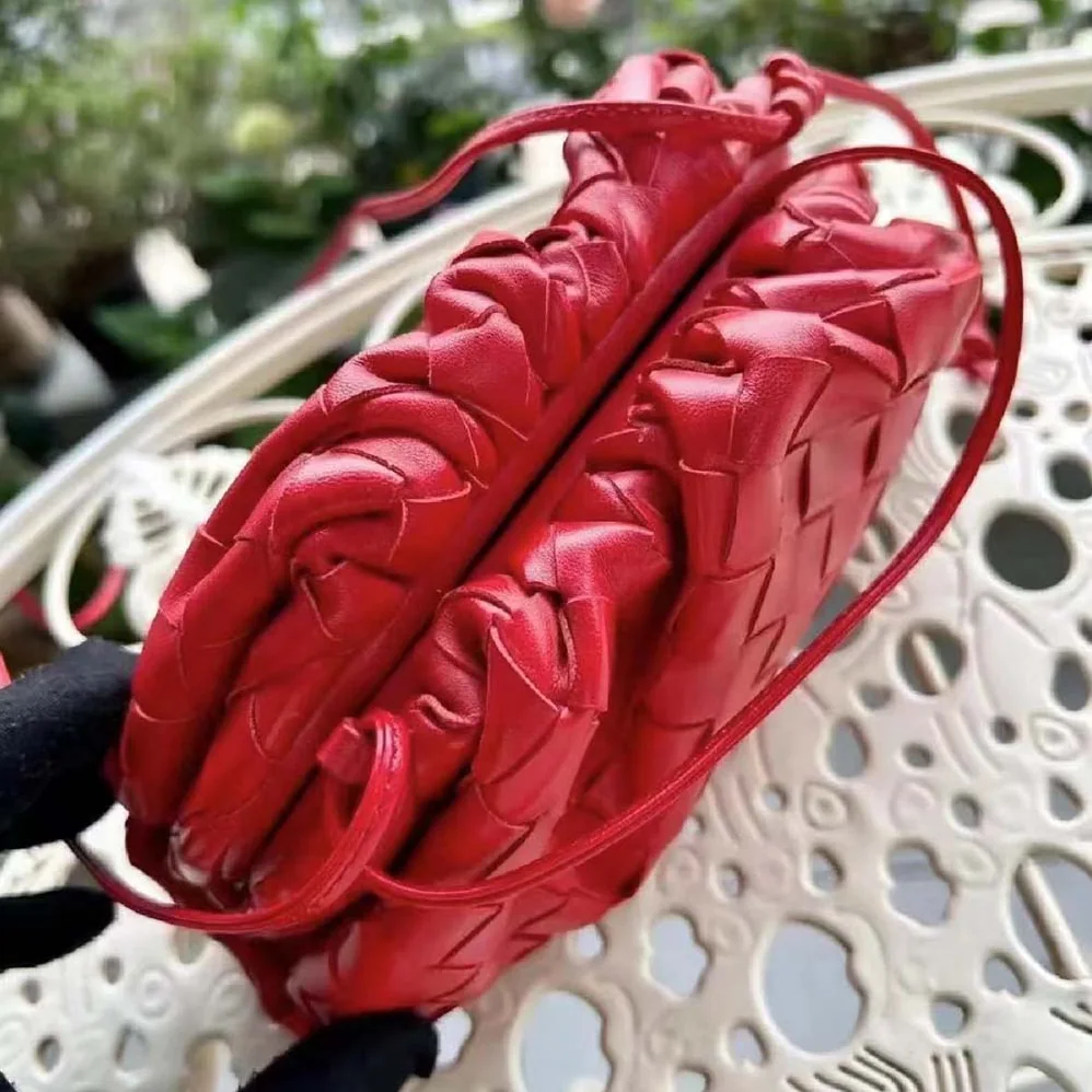 Bottega Veneta Mini Pouch Soft Voluminous Clutch in Supple Calf Leather for Women in Red