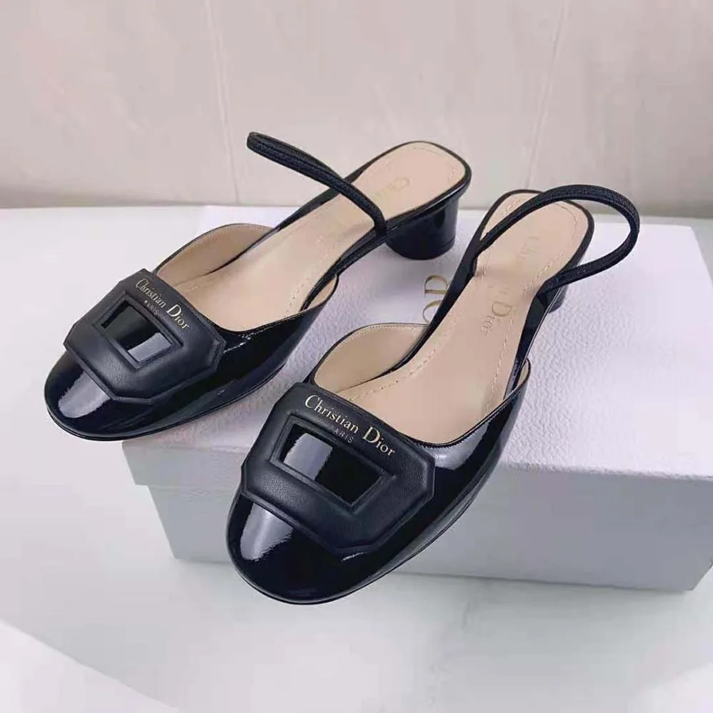 Dior Day Slingback Pump Black Patent Calfskin for Women