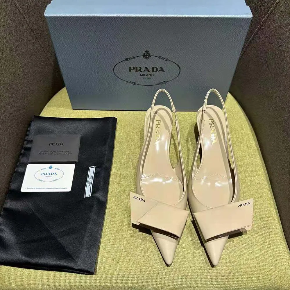Prada Brushed Leather Slingback Pumps for Women in Pink