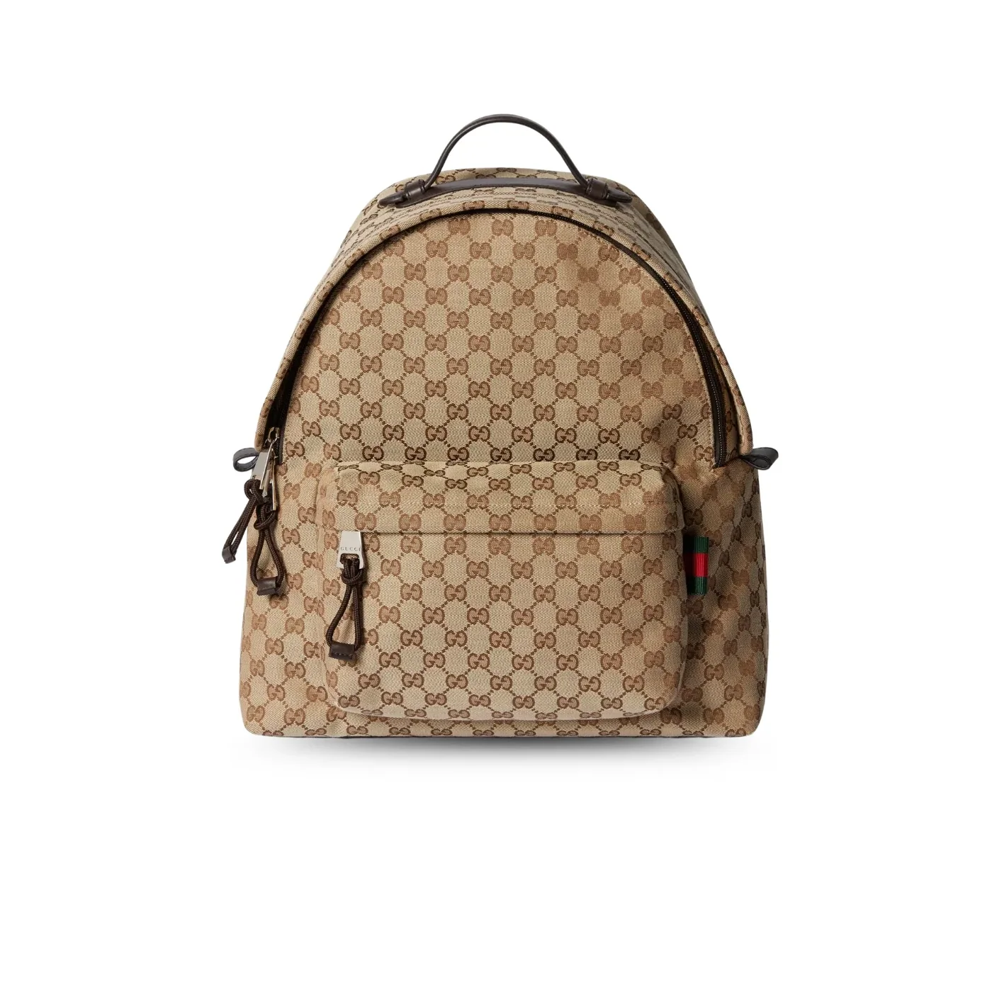 Gucci Medium GG Backpack With Web Beige And Dark Brown /
