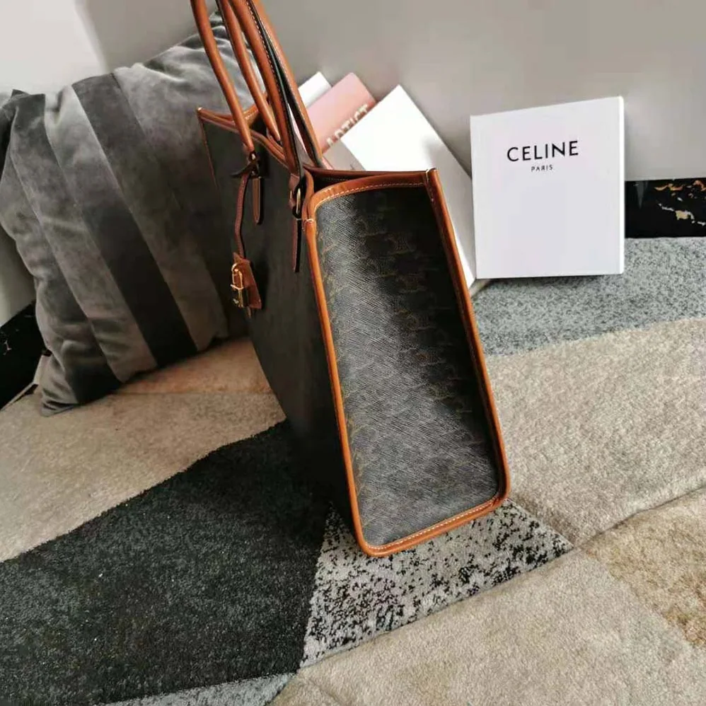 Celine Horizontal Cabas in Triomphe Canvas and Calfskin for Women