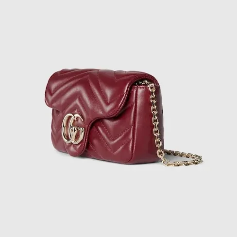 Gucci Marmont Mini Shoulder Bag / Rosso Ancora Red Gold Hardware