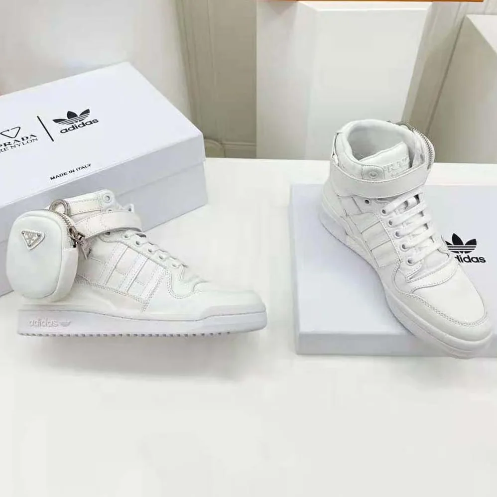 Prada Adidas for Prada Re-Nylon Forum High-Top Sneakers for Women in White