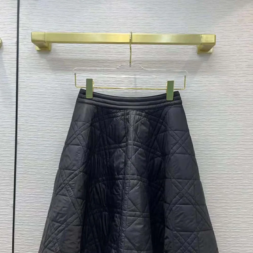 Dior Macrocannage Mid-Length skirt Black Quilted Technical Taffeta for Women