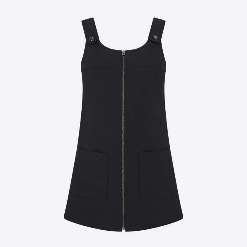 Dior Short Dress Black Wool and Silk for Women Dior Short Dress Black Wool and Silk for Women