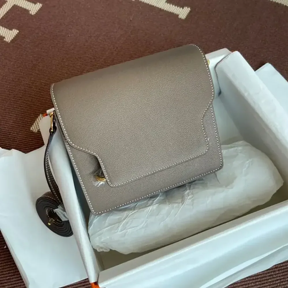Hermes Roulis Mini Bag in Evercolor Calfskin for Women in Gray/Gold