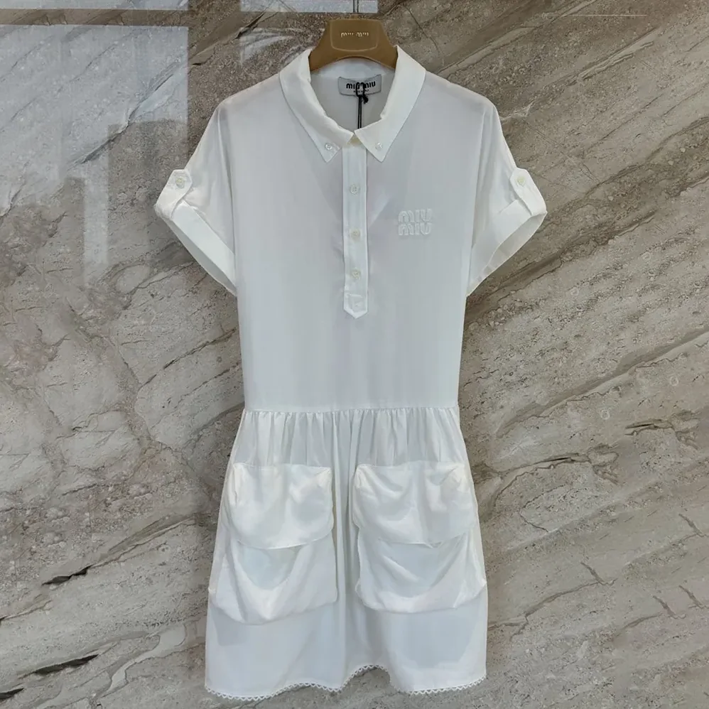 Miu Miu Slubbed Poplin Dress for Women Miu Miu Slubbed Poplin Dress for Women
