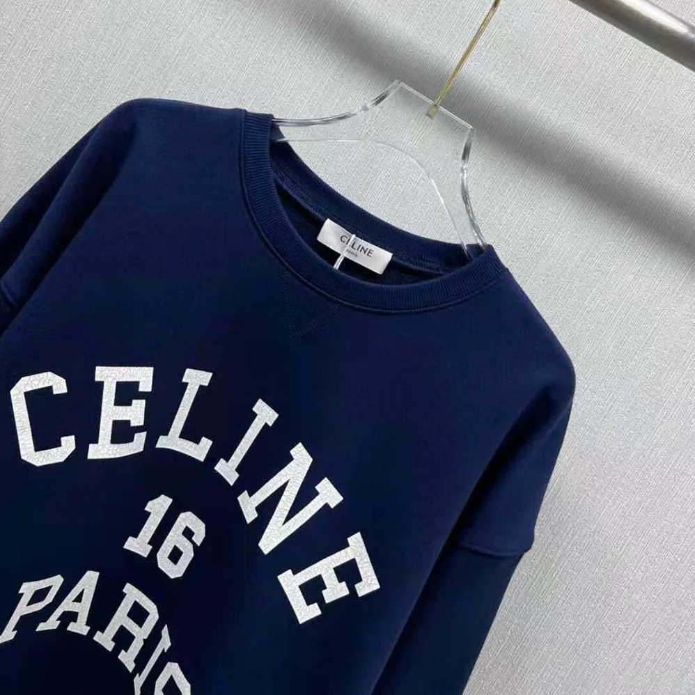Celine Celine Paris 16 Sweatshirt in Cotton Fleece for Men in Navy