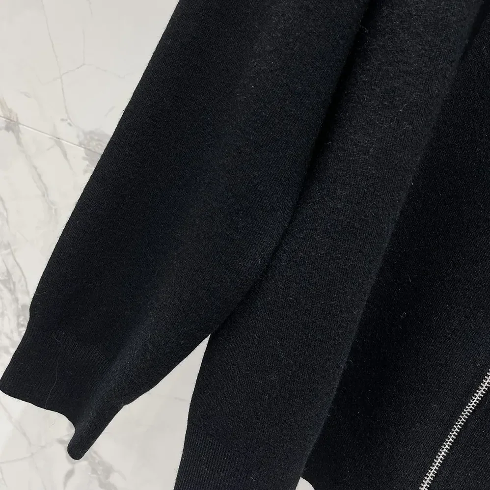 Loewe Anagram Zip-up Hoodie in Wool for Women in Black Loewe Anagram Zip-up Hoodie in Wool for Women in Black