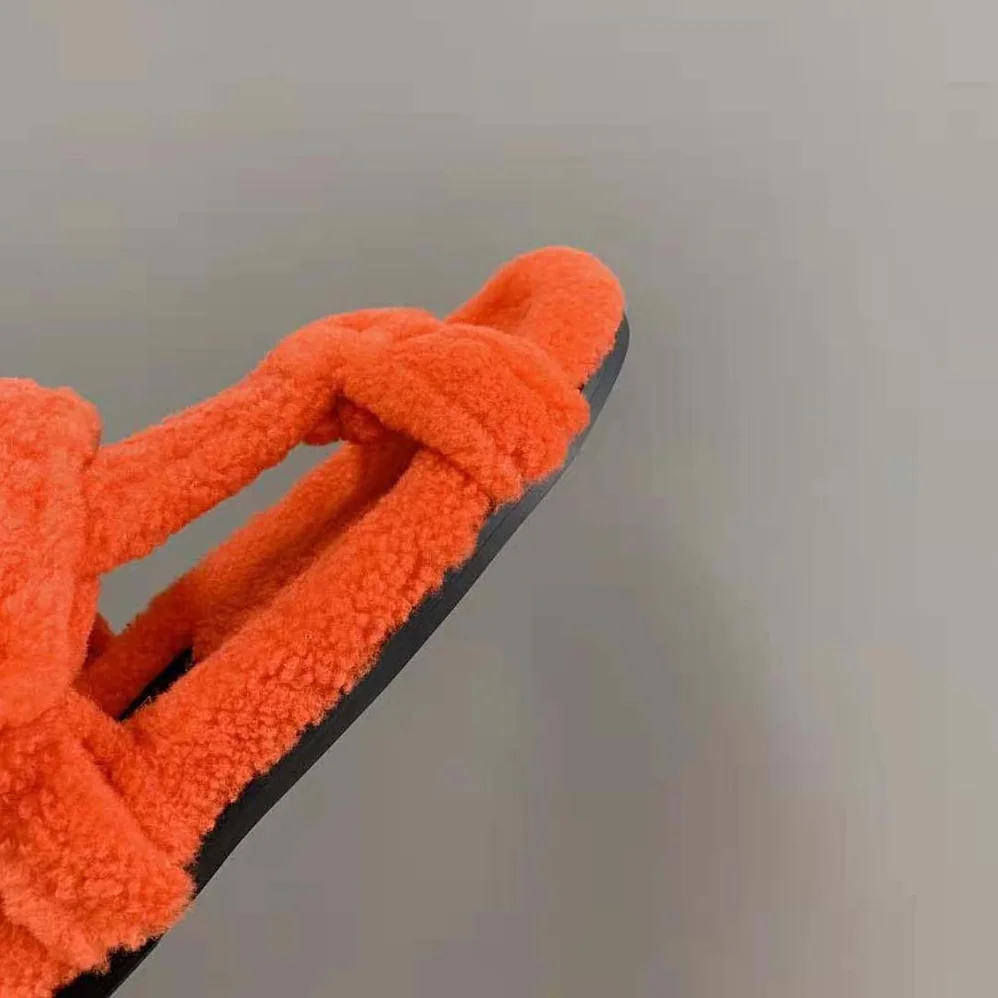 Fendi Feel Red Sheepskin Sandals for Women