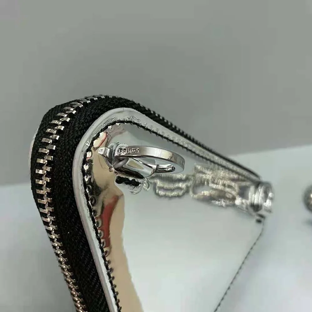 Prada Brushed Leather Mini-Pouch for Women in Silver