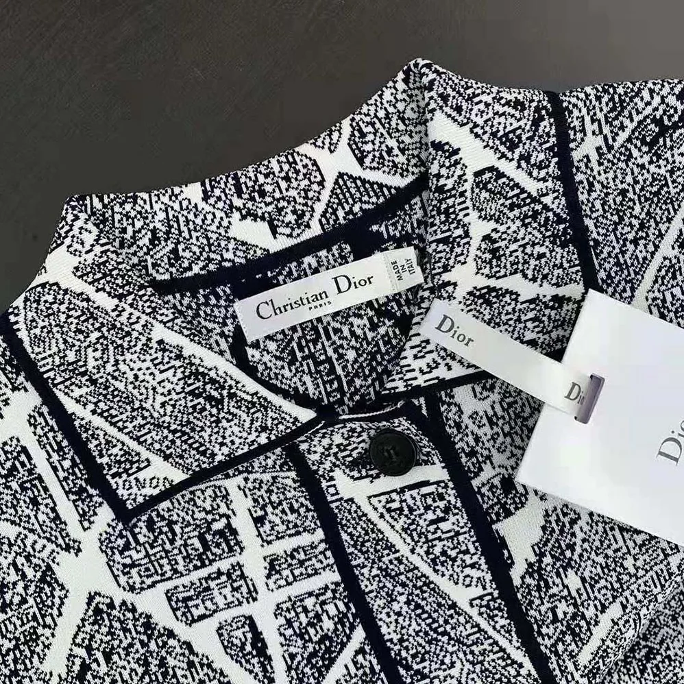Dior Cropped Jacket White and Black Technical Mesh with Plan De Paris Motif for Women