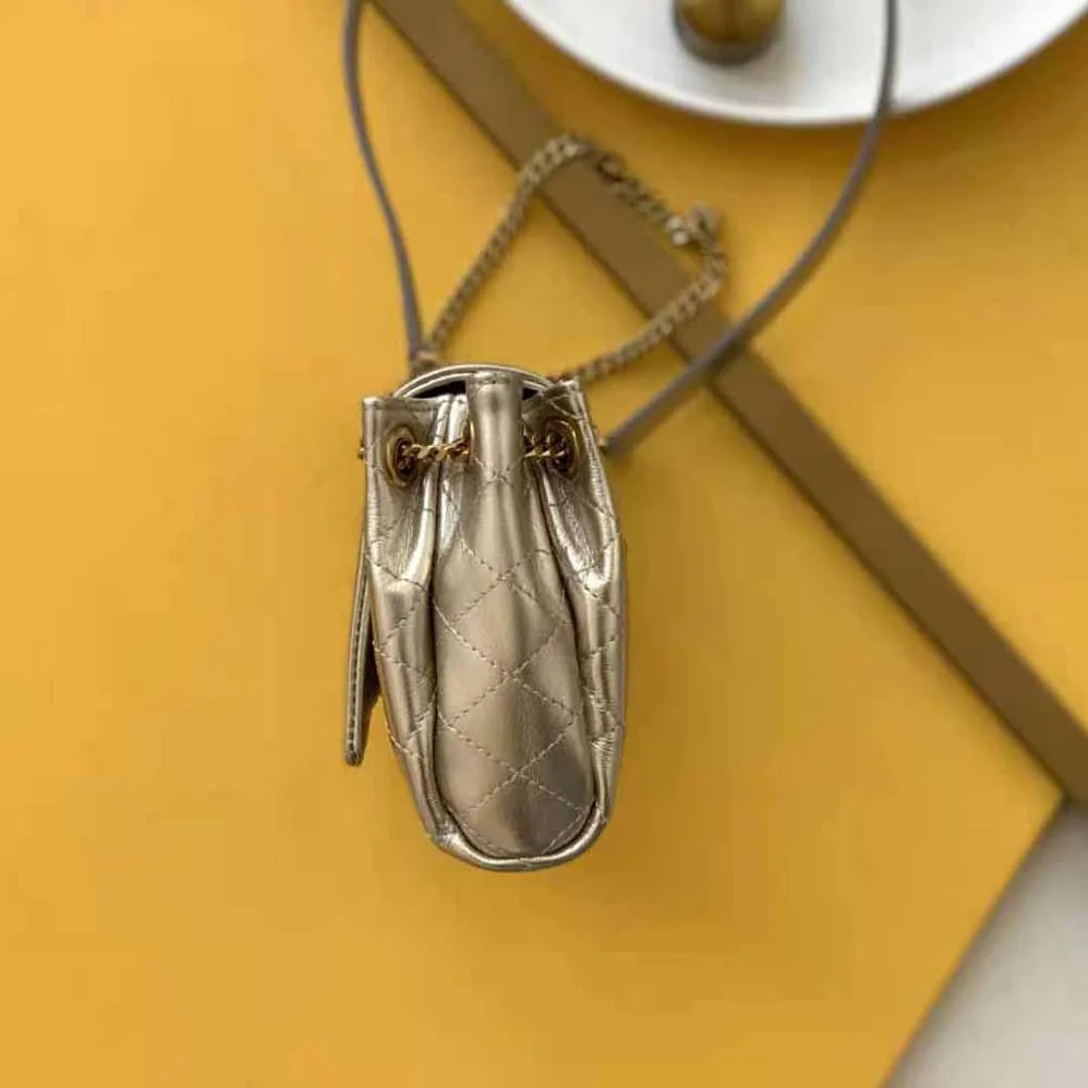 Saint Laurent YSL Monogram Mini Nolita in Lame Leather for Women
