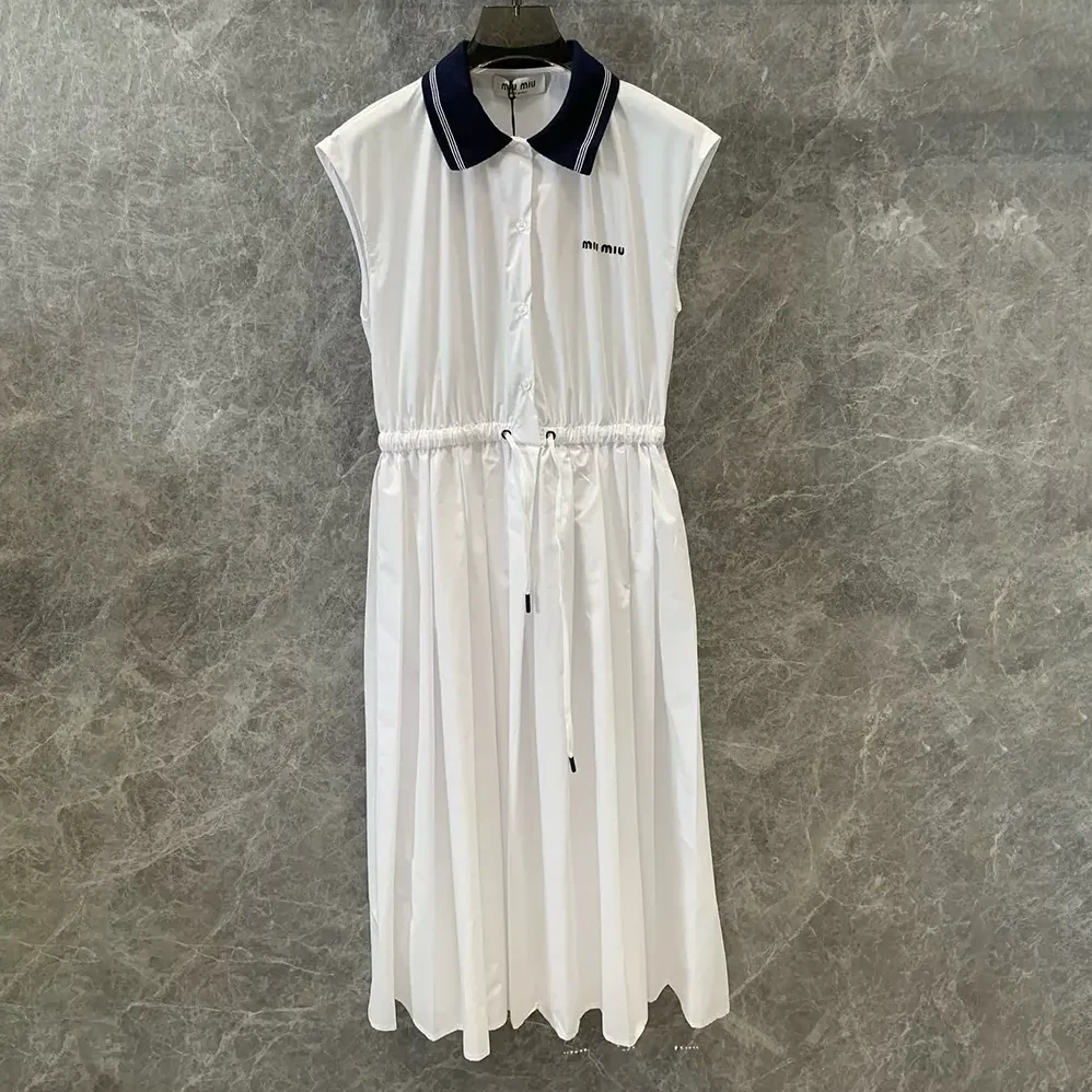 Miu Miu Poplin Midi for Women in dress with Embroidered Logo Miu Miu Poplin Midi for Women in dress with Embroidered Logo