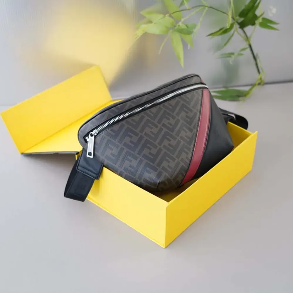 Fendi Diagonal Belt Bag Gray Fabric Belt Bag for Men in Red Fendi Diagonal Belt Bag Gray Fabric Belt Bag for Men in Red