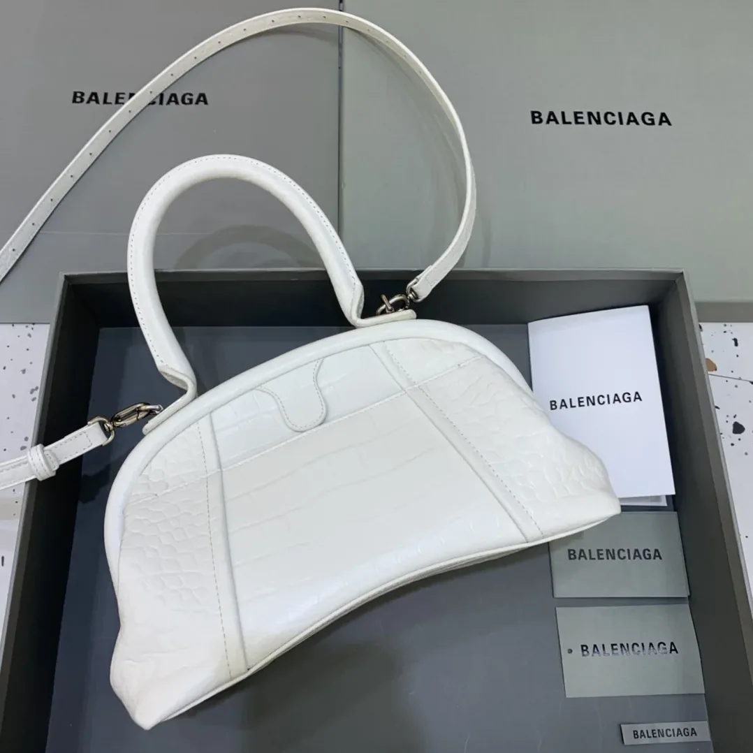 Balenciaga Editor Small Top Handle Bag Embossed White /