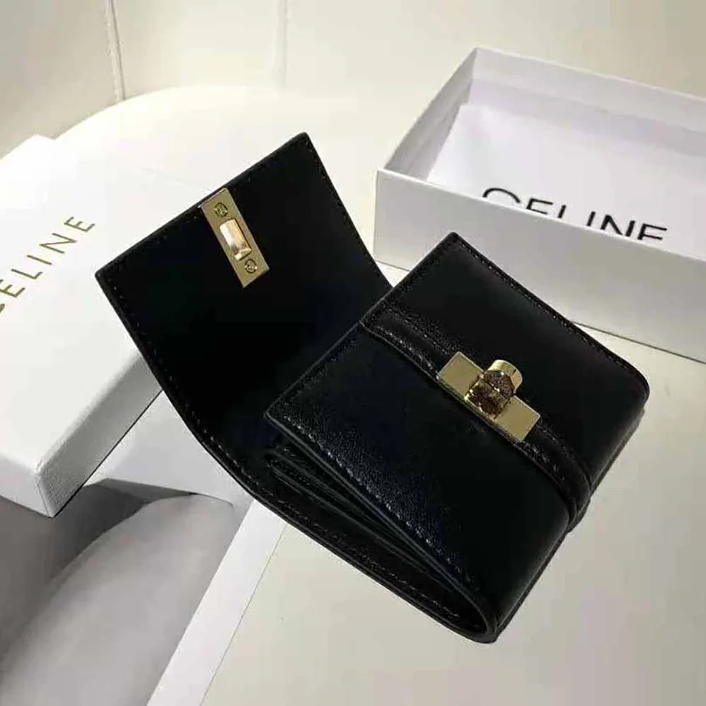 Celine Small Wallet 16 in Shiny Calfskin for Women in Black Celine Small Wallet 16 in Shiny Calfskin for Women in Black