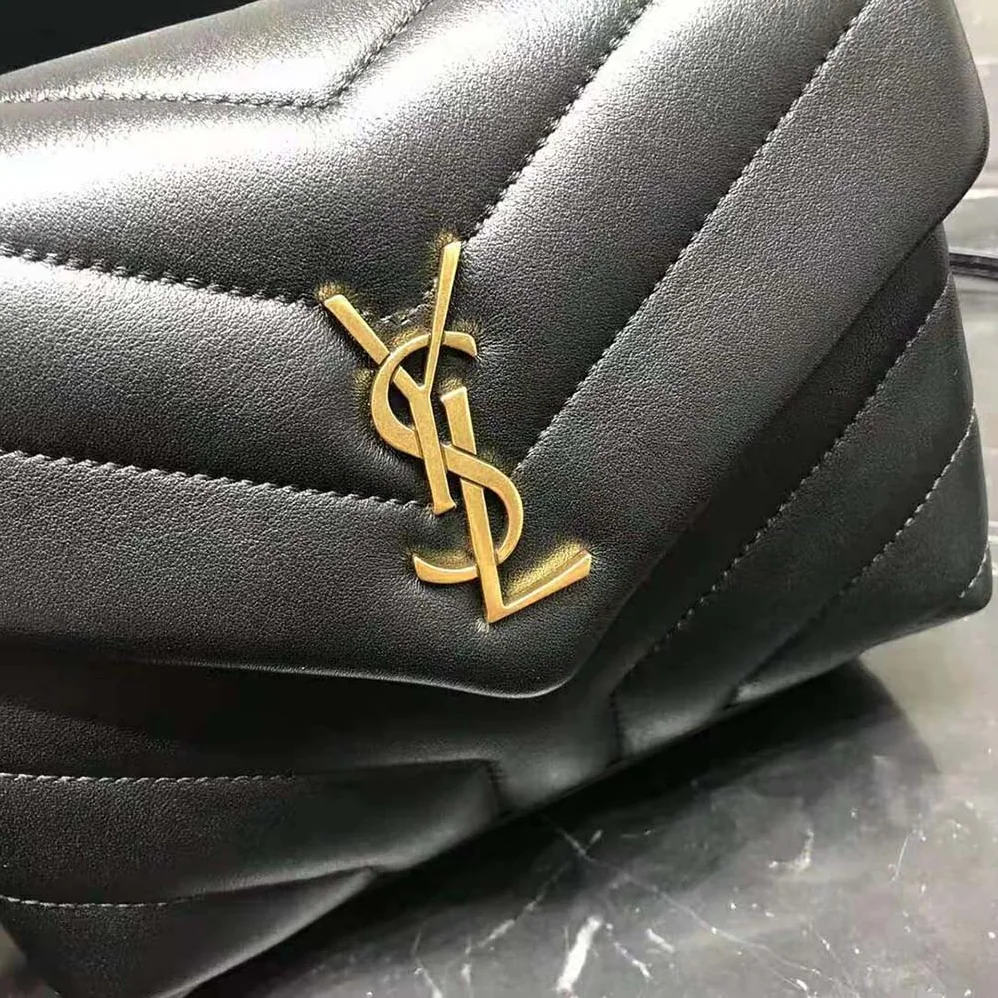 Saint Laurent YSL Loulou Toy Strap Bag in Matelassé “Y” Leather for Women in Black