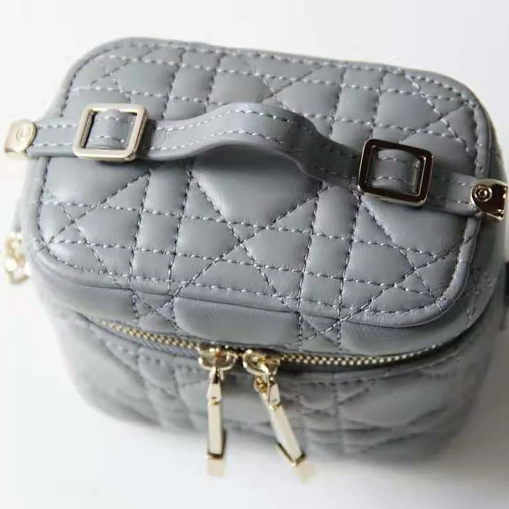 Dior Micro Lady Dior Vanity Case Cannage Lambskin for Women in Gray Dior Micro Lady Dior Vanity Case Cannage Lambskin for Women in Gray