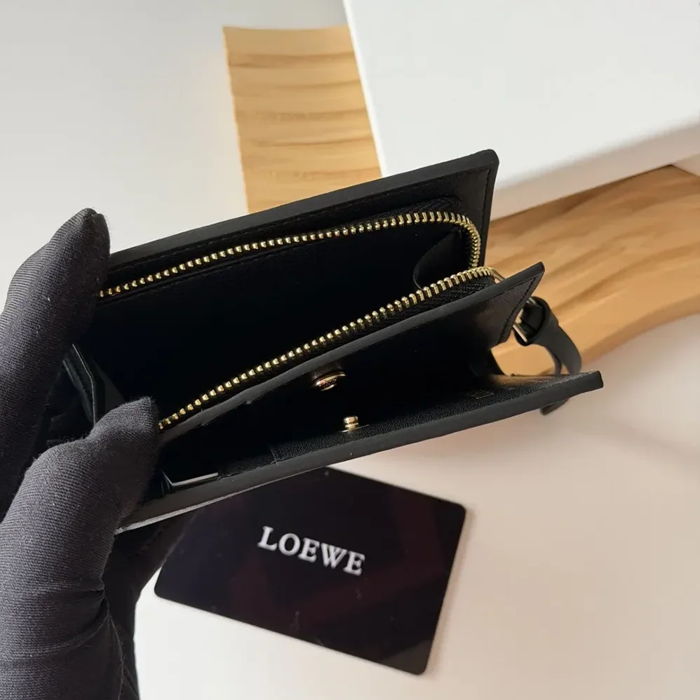 Loewe Compact Wallet in Nappa Calfskin for Unisex in Black Loewe Compact Wallet in Nappa Calfskin for Unisex in Black