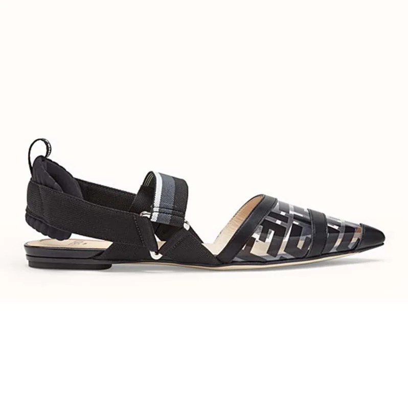 Fendi SABOTS Flats in PU and Leather for Women in Black