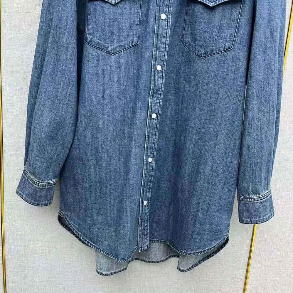 Celine Cowboy Painter Shirt in Denim for Women in Blue