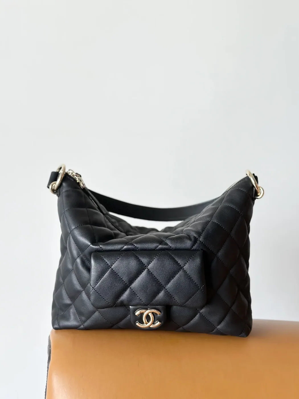 Chanel 23B Hobo Bag in Black Gold Hardware