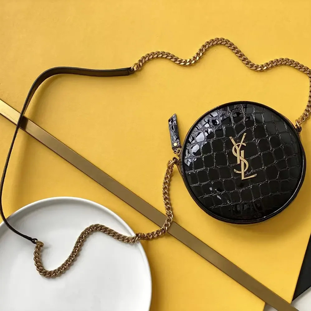Saint Laurent YSL Vinyle Round Camera Bag in Black for Women