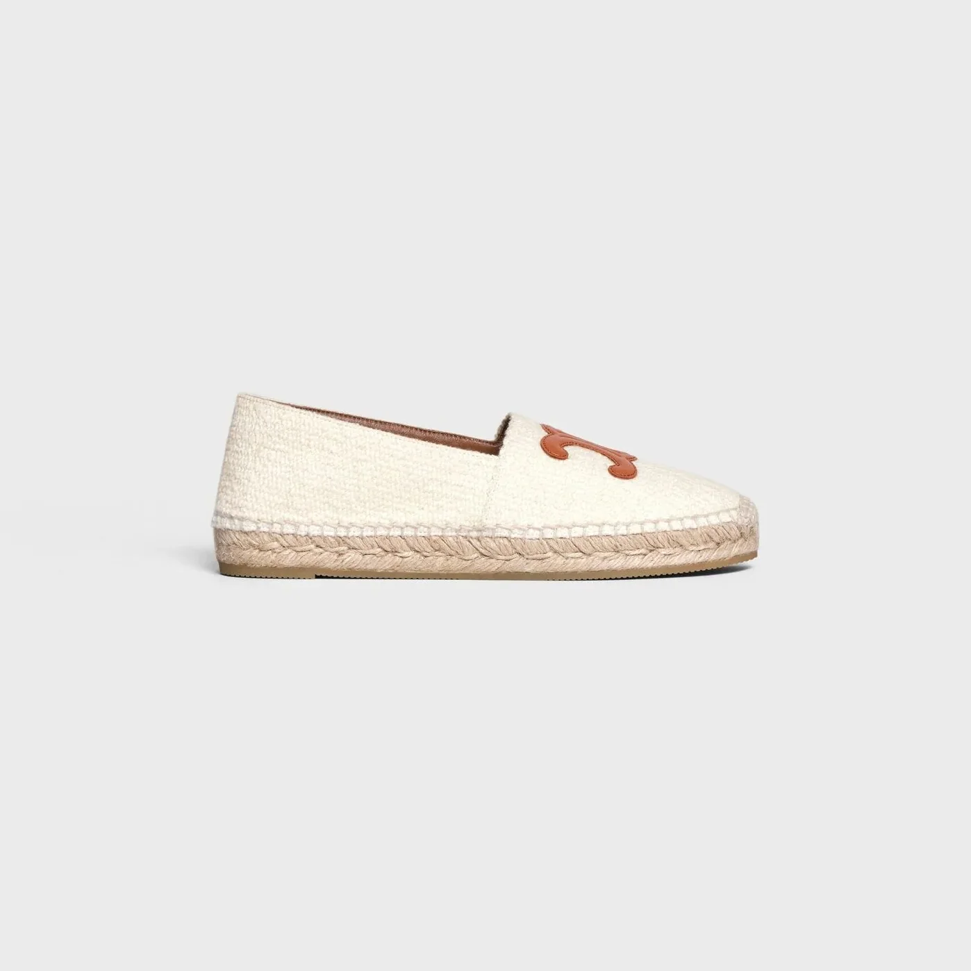 Celine Flat Espadrille With Triomphe Patch In Tweed White .01CR