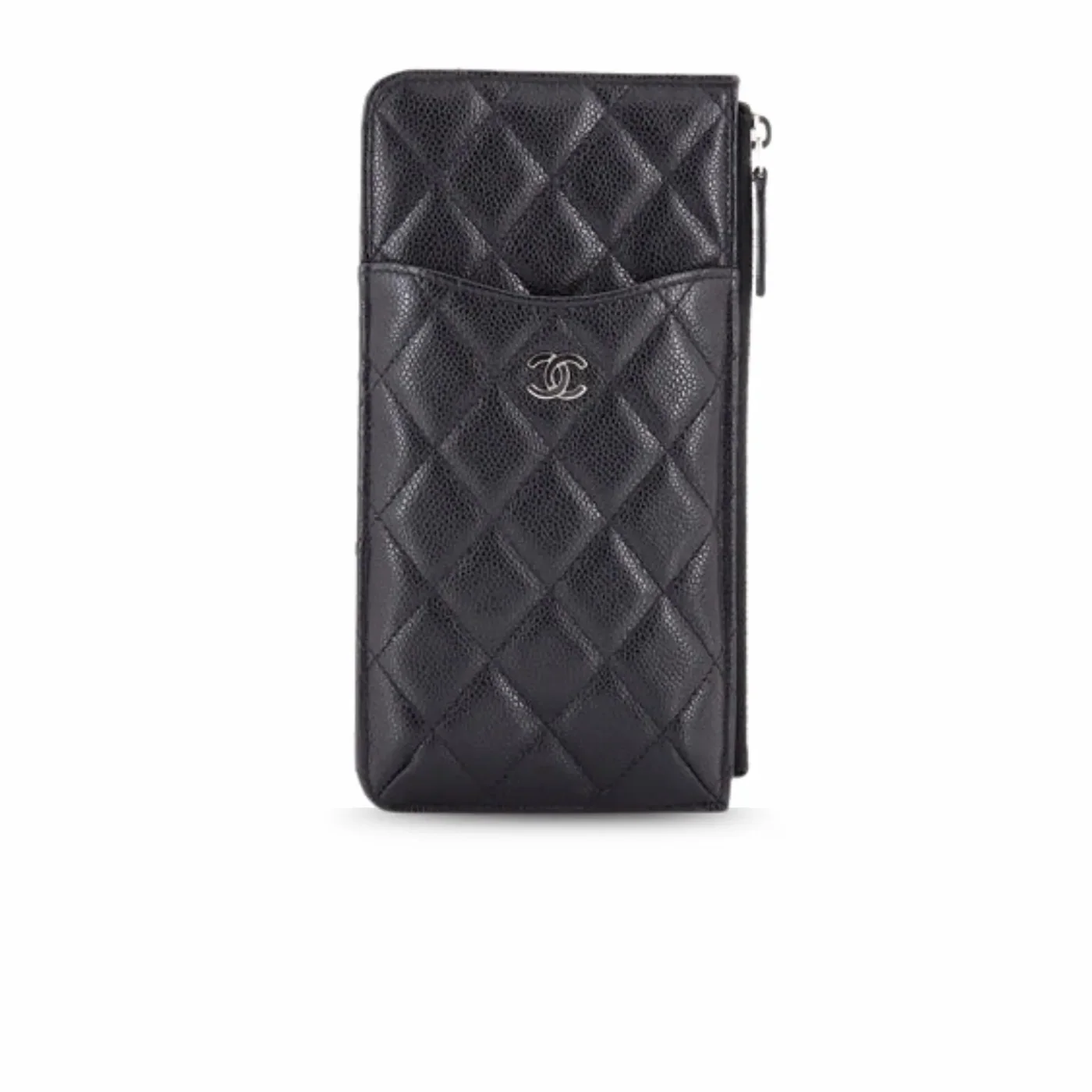 Chanel CO-CO Mini Pouch Wallet in Silver Hardware Black