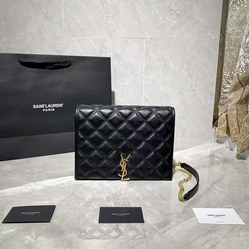 Saint Laurent YSL Becky Mini Chain Bag in Carre for Women in Quilted Lambskine