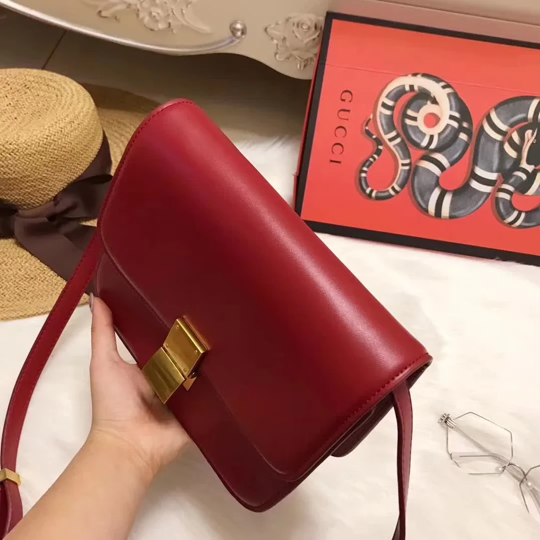 Celine Medium Classic Bag in Box Calfskin Leather in Maroon Celine Medium Classic Bag in Box Calfskin Leather in Maroon