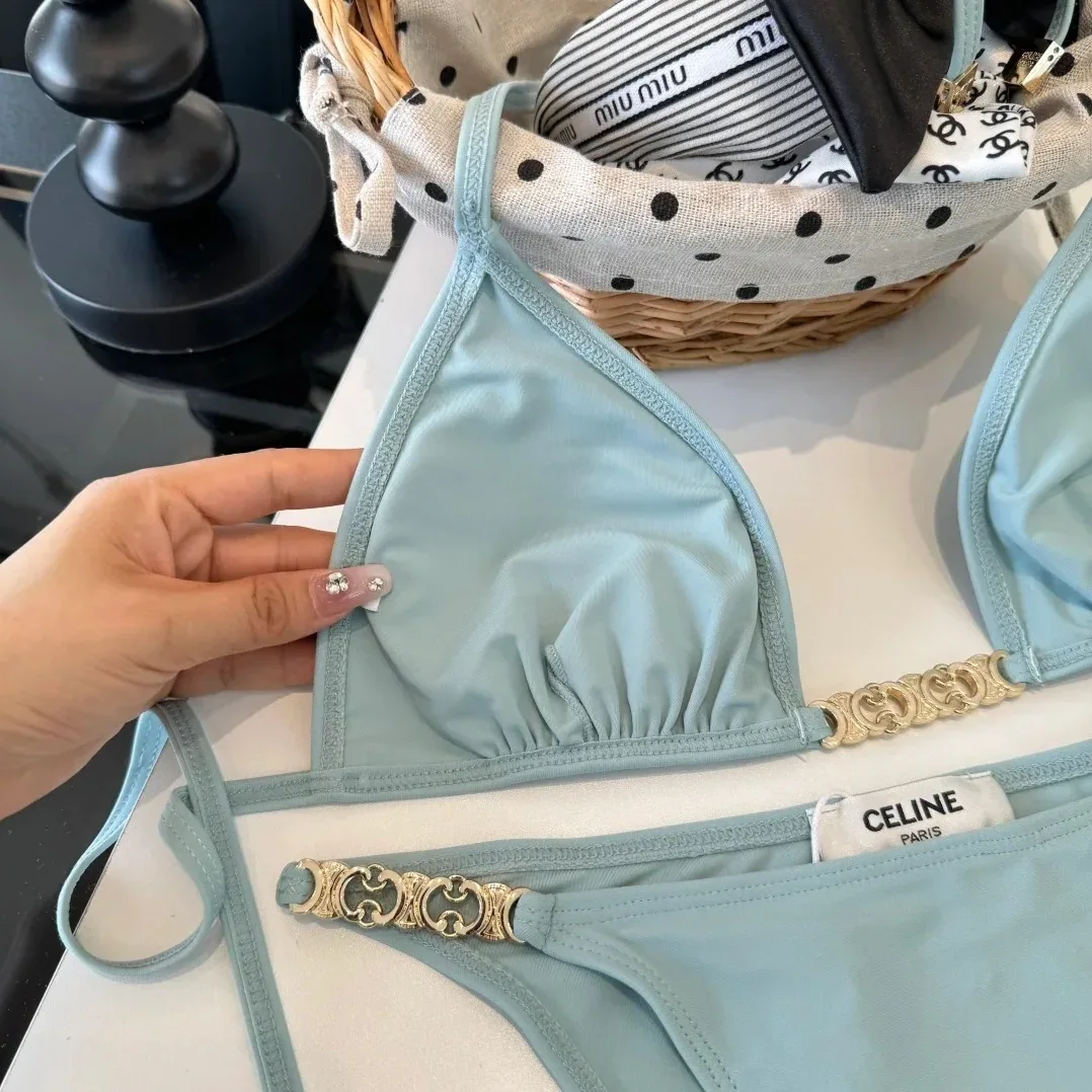 Celine Triomphe Triangle Bikini Mineral Blue Celine Triomphe Triangle Bikini Mineral Blue