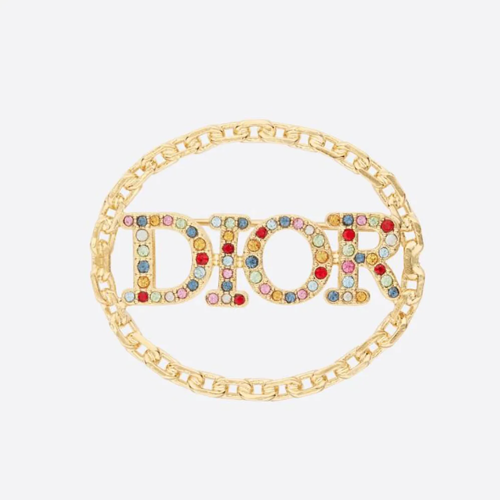Dior Diorevolution Brooch Gold-Finish Metal and Multicolor Crystals for Women