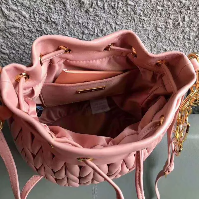 Miu Miu Matelasse Leather Bag for Women in Pink Miu Miu Matelasse Leather Bag for Women in Pink